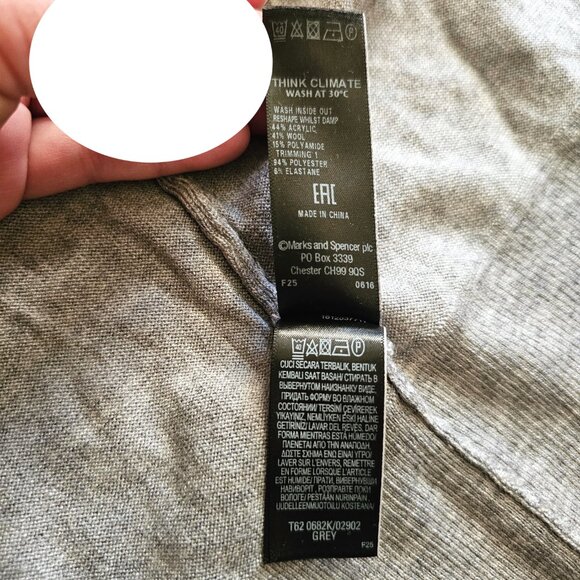 M&S Per Una 41% Wool Blend Long Cardigan, UK10/US6/S Grey - Picture 11 of 11